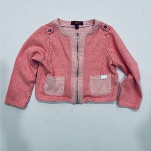 7 For All Mankind Designer Full Zip Sweater, Pink, 2T
